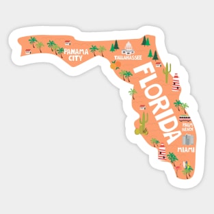 Florida illustrated map Sticker